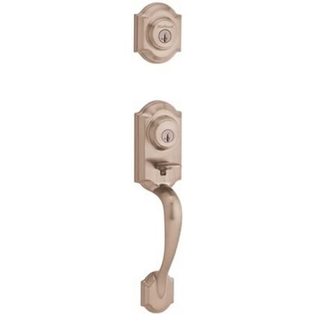 Kwikset Montara Exterior Single Cylinder Handleset SmartKey W/ RCAL Latch and RCS Strike Satin Nickel Fini 553MNHLIP-15S